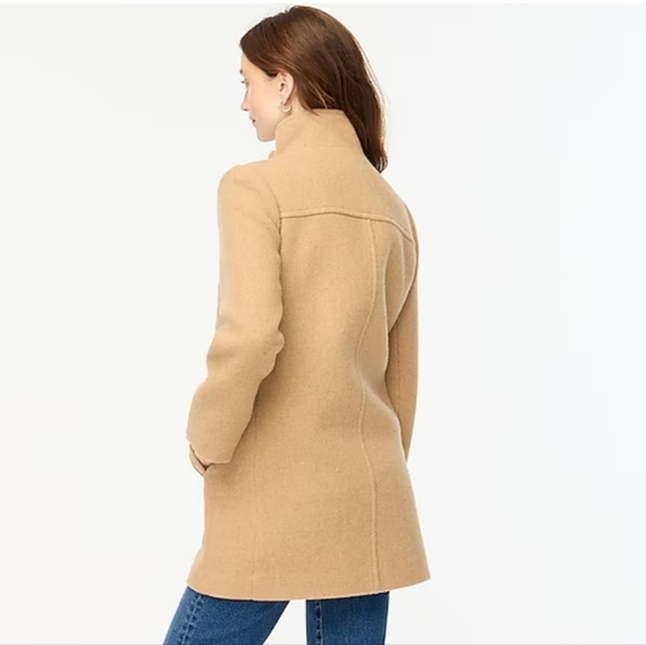 J. Crew Wool Blend Button-neck city coat Tan Size 6 - Picture 3 of 11